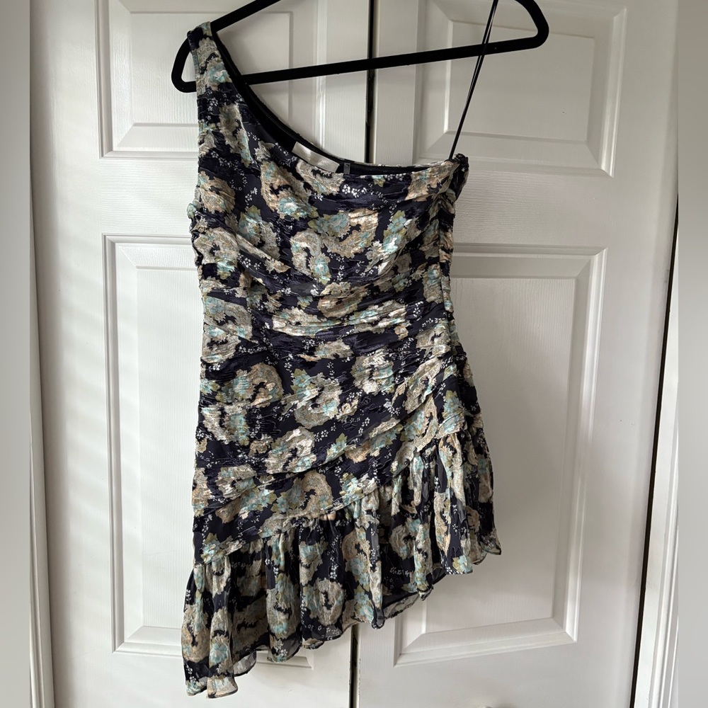 - LoveShackFancy Zietta one-shoulder floral-print devore-chiffon mini dress